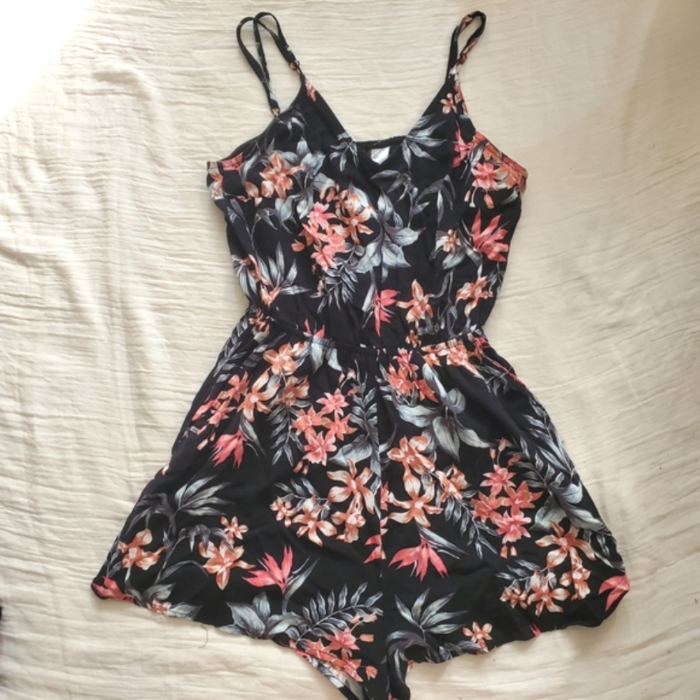 H&M Black Floral Romper Size 2